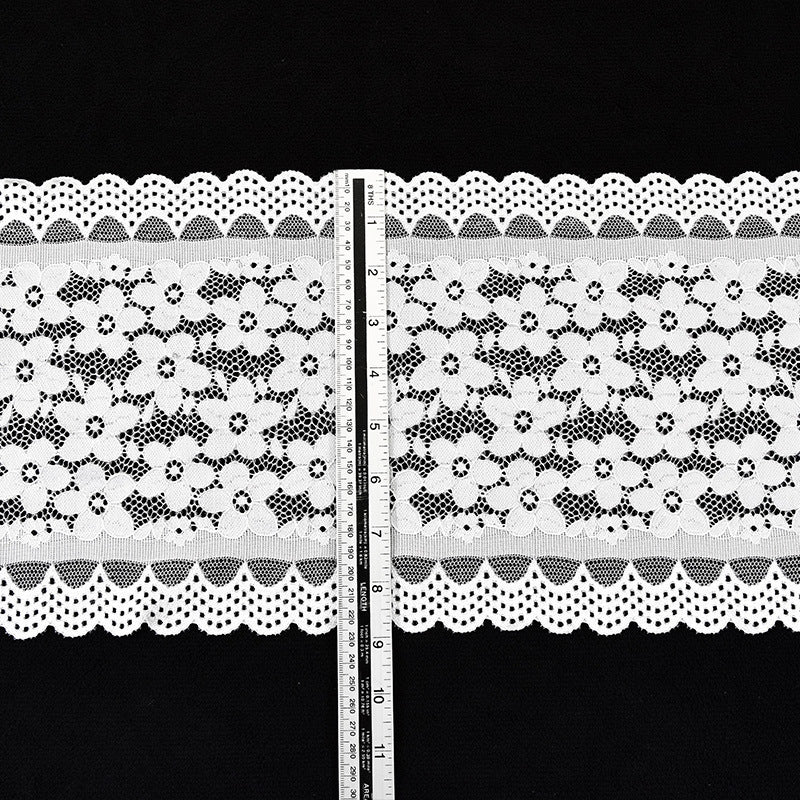 Five-Petal Floral Textured Stretch Nylon-Spandex Lace Trim 18.5 cm — fabric photo 2
