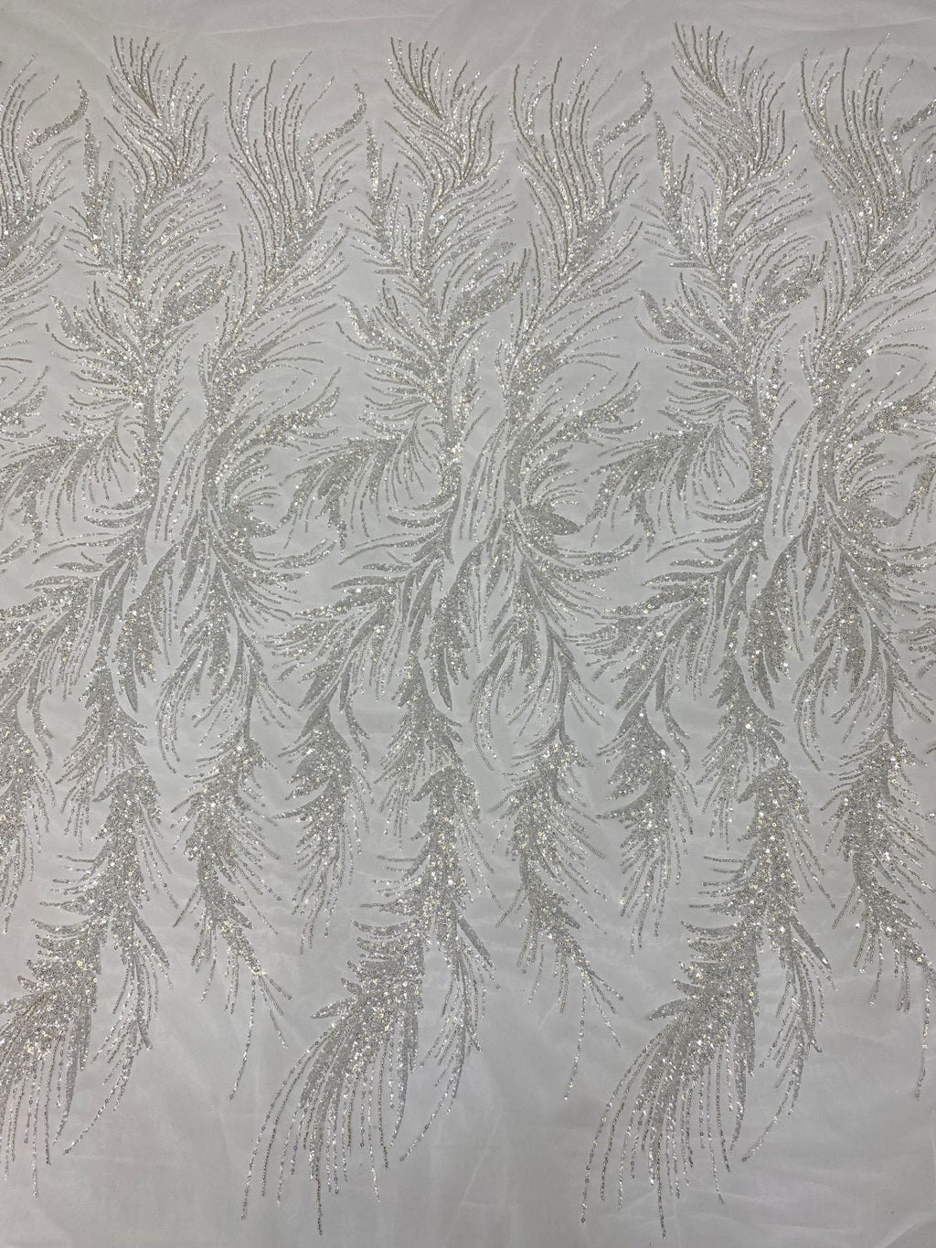 Silver-Filled Bead & Ivory Sequin Bridal Fabric — fabric photo 6