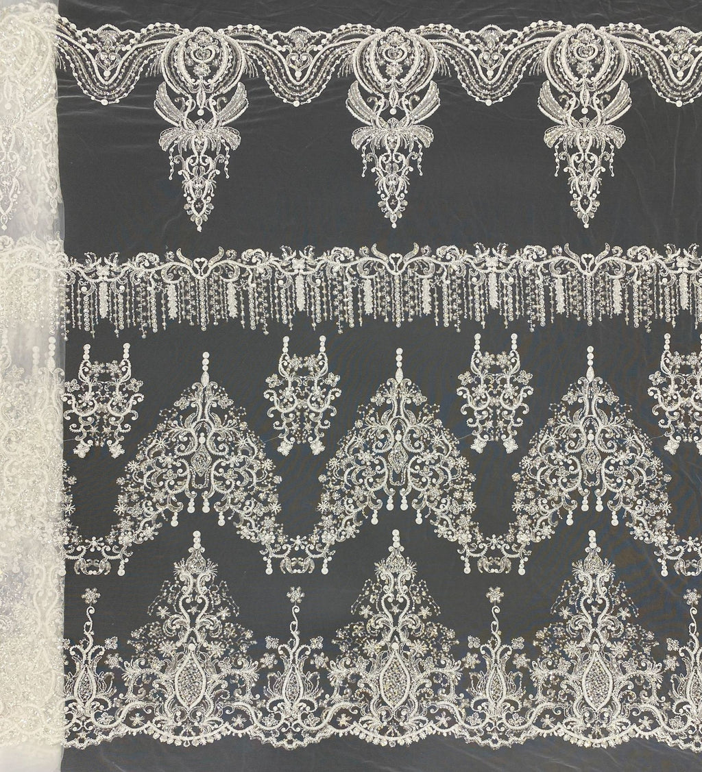 Sequin & Cordwork Embroidered Bridal Fabric – Design 67615 — fabric photo 6