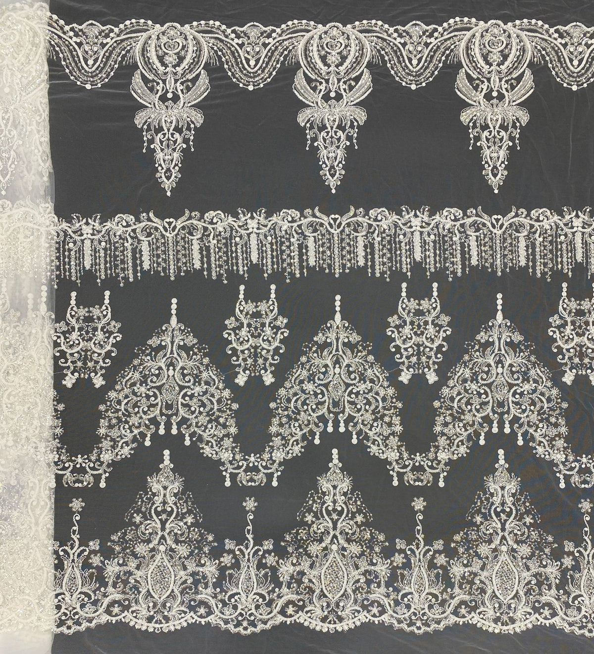 Sequin & Cordwork Embroidered Bridal Fabric – Design 67615 — fabric photo 6