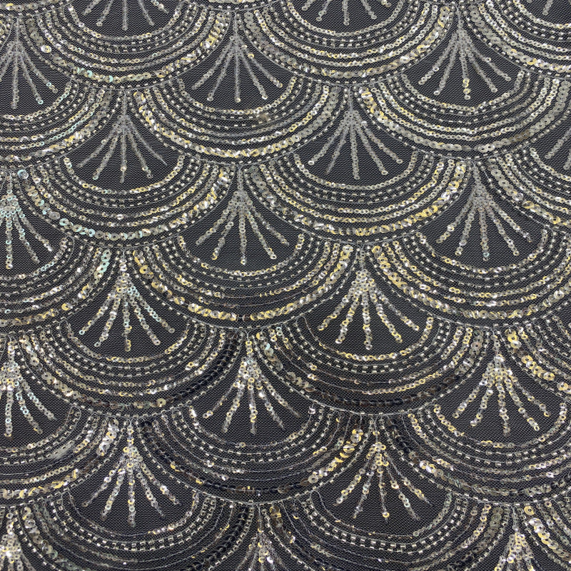 Silver Bead & 3/5mm Crystal Sequin Fabric — fabric photo 5