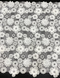 White Cutwork Appliqué Embroidered Fabric — fabric photo 6