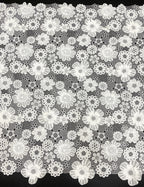 White Cutwork Appliqué Embroidered Fabric — fabric photo 6