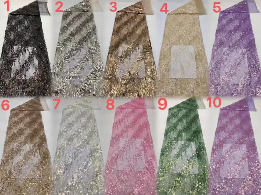 Oval Sequin Embroidered Mesh Fabric — fabric photo 2