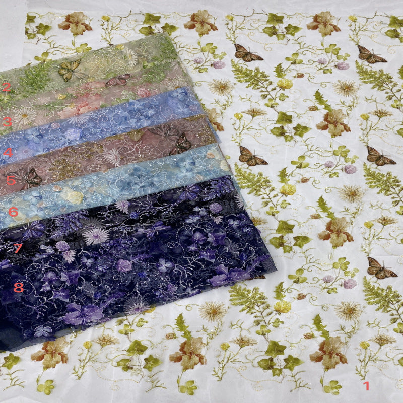 Botanical Animal Print Bead Sequin Fabric