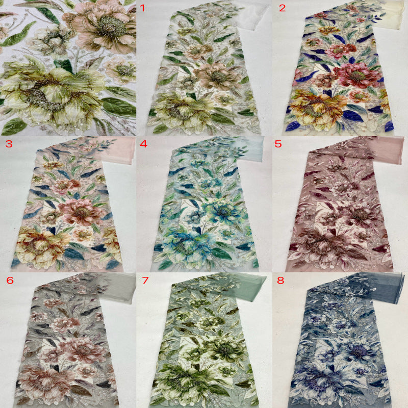 Laser Print Bugle Bead Sequin Fleece Fabric
