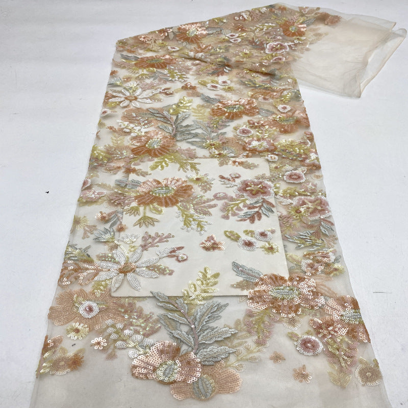 Botanical Colorful Sequin Dress Fabric — fabric photo 2