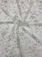 3/4 mm Crystal-Look Sequin & Double-Bead Embroidered Bridal Fabric — fabric photo 5