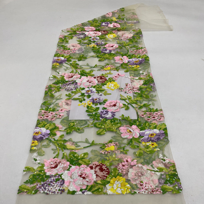 Botanical 3/4 mm Sequin Embroidered Bridal Fabric