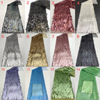 Long Sequin Embroidered Mesh Fabric