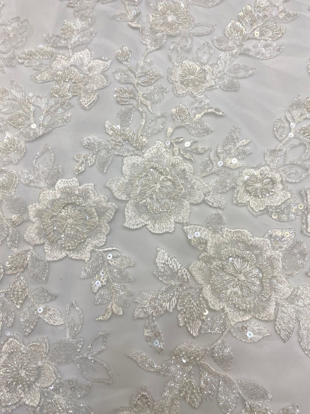 Wedding Lace with Beads and Sequins Fabric by Yard — fabric photo 5