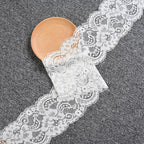 Large Floral Double-Scallop Corded Stretch Nylon Lace Trim 10 cm — fabric photo 5
