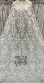 3 mm Crystal-Look Sequin Embroidered Bridal Fabric — fabric photo 6