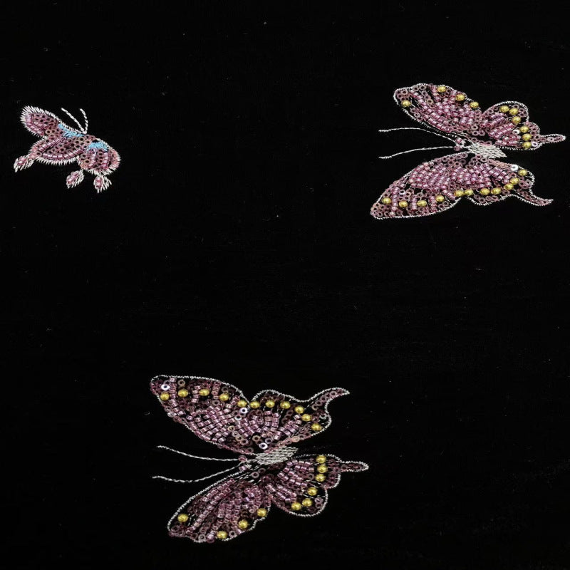 Velvet Butterfly Foam Bead Embroidery Fabric — fabric photo 2