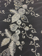 Heavy 3D Sequin & Triple-Bead Embroidered Bridal Fabric — fabric photo 6
