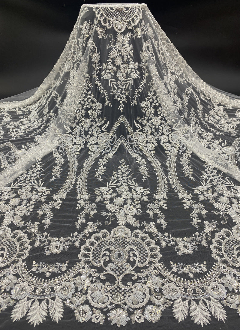 Court-Inspired Bead Sequin Embroidery Fabric