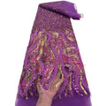Contrast Wave Bugle Bead & Sequin Embroidered Mesh – Per Yard — fabric photo 5
