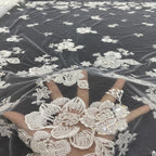 3D Raised-Bead and Sequin Embroidered Bridal Fabric — fabric photo 3