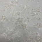 Botanical Sequin & Bugle-Bead Embroidered Bridal Fabric – Design 09887 — fabric photo 5
