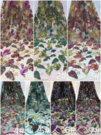 Multicolor Leaf Sequin Embroidery Fabric