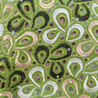African Paisley Cutwork Cotton Lace with Rhinestones – Per Yard