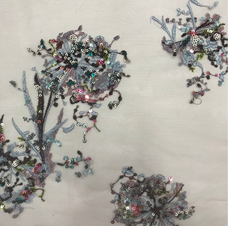Fine Sequin Embroidered Bridal Fabric – Design 21567 — fabric photo 3