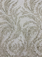 Silver-White Thread Triple-Bead & 3 mm Sequin Fabric — fabric photo 3