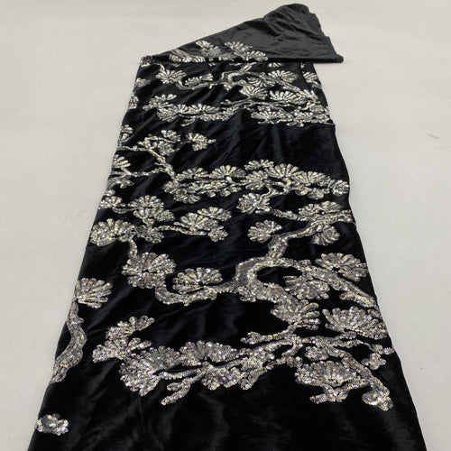 3 mm Sequin Embroidered Velvet-Base Fabric