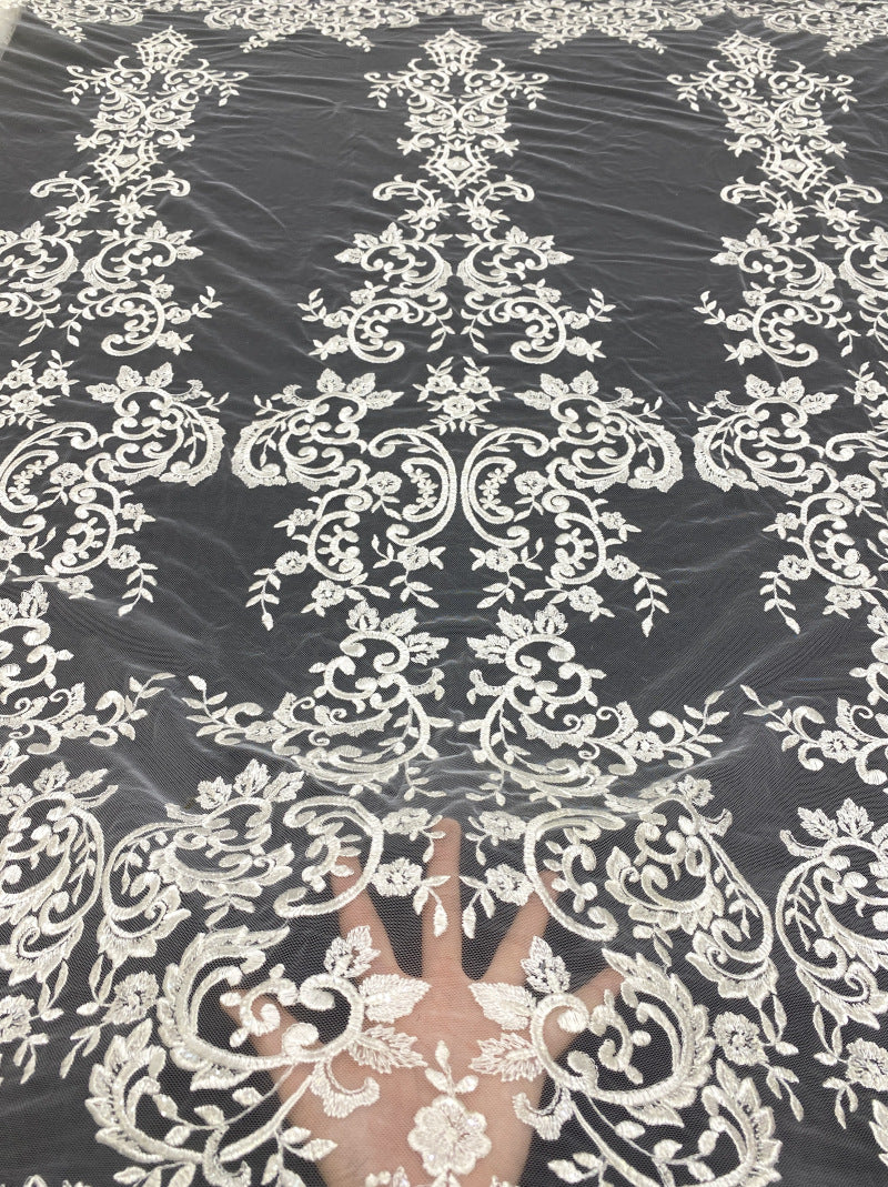 Sequin Embroidered Bridal Fabric – Design 06623 — fabric photo 2