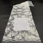 Botanical Sequin & Bugle-Bead Embroidered Bridal Fabric – Design 09887 — fabric photo 3
