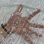 Floral Sequin & Bugle-Bead Embroidered Tulle Mesh Fabric — fabric photo 2