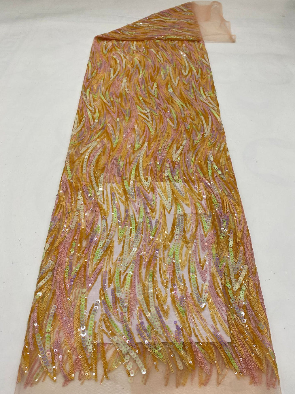 Colorful Laminated Sequin Embroidery Fabric — fabric photo 2