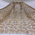 Paisley Cordwork & Gold-Thread Embroidered Bridal Fabric — fabric photo 4