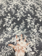 Symmetrical Floral Beaded Sequin Lace Fabric — fabric photo 2