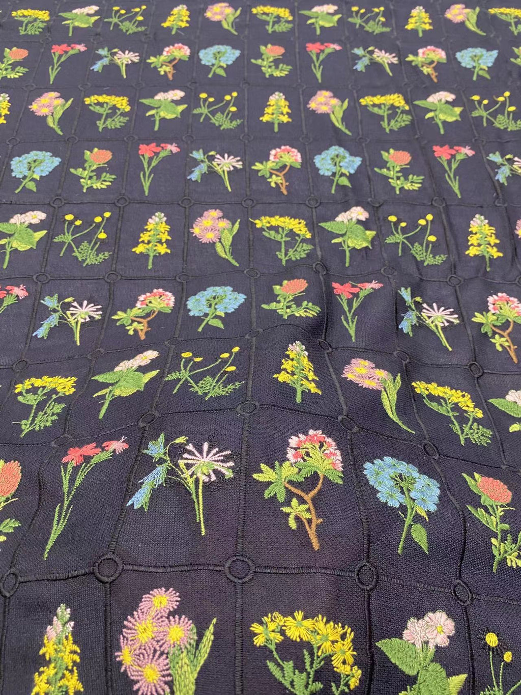 Multicolor Botanical Embroidery Fabric — fabric photo 2
