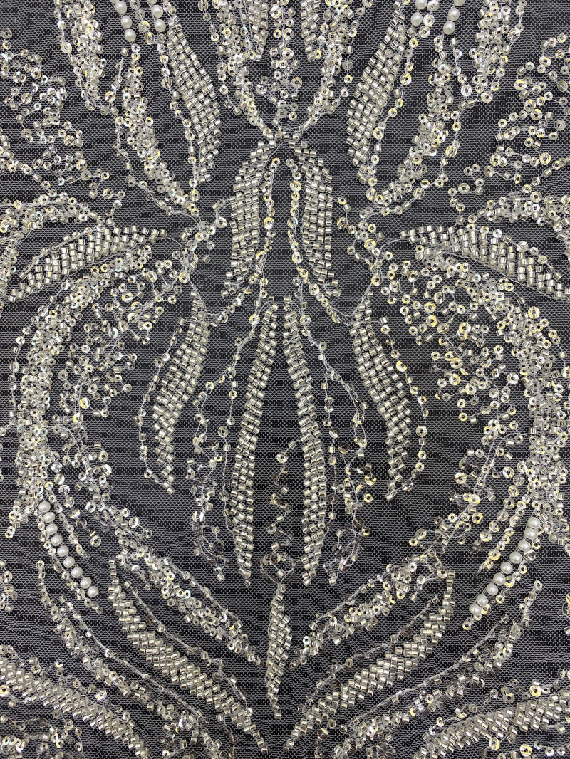 Foam Bead Crystal Sequin Embroidery Fabric — fabric photo 3