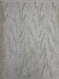 Dense Silver Bead & 3/4 mm Sequin Embroidered Fabric — fabric photo 6