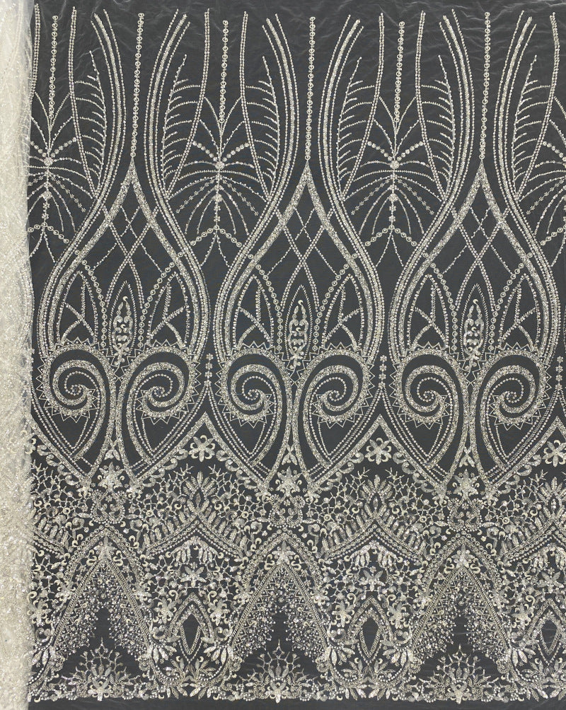 Ornamental Foam Bead & Crystal Sequin Fabric — fabric photo 3