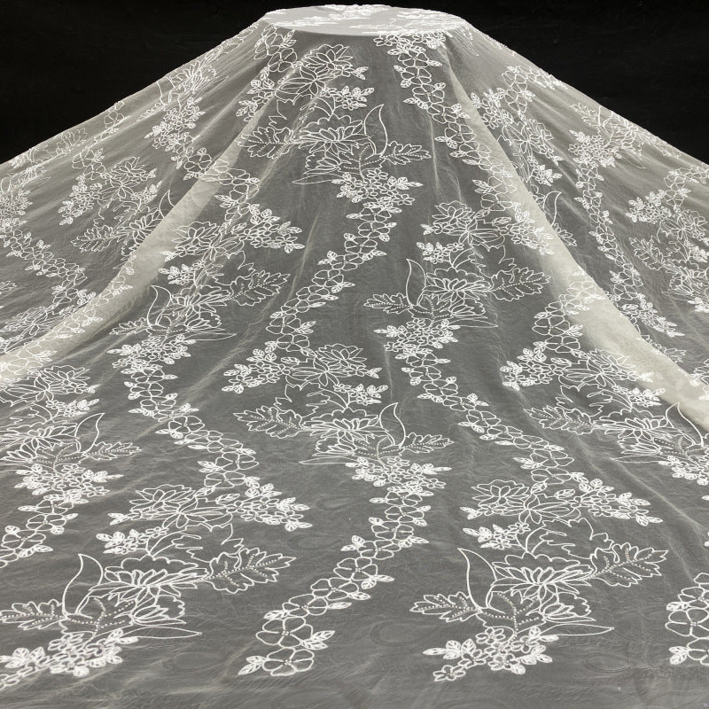 Fluffy Rope Bead Sequin Organza Fabric