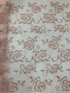 Blush Pink 3D Floral Bead & 3/5 mm Sequin Fabric — fabric photo 2