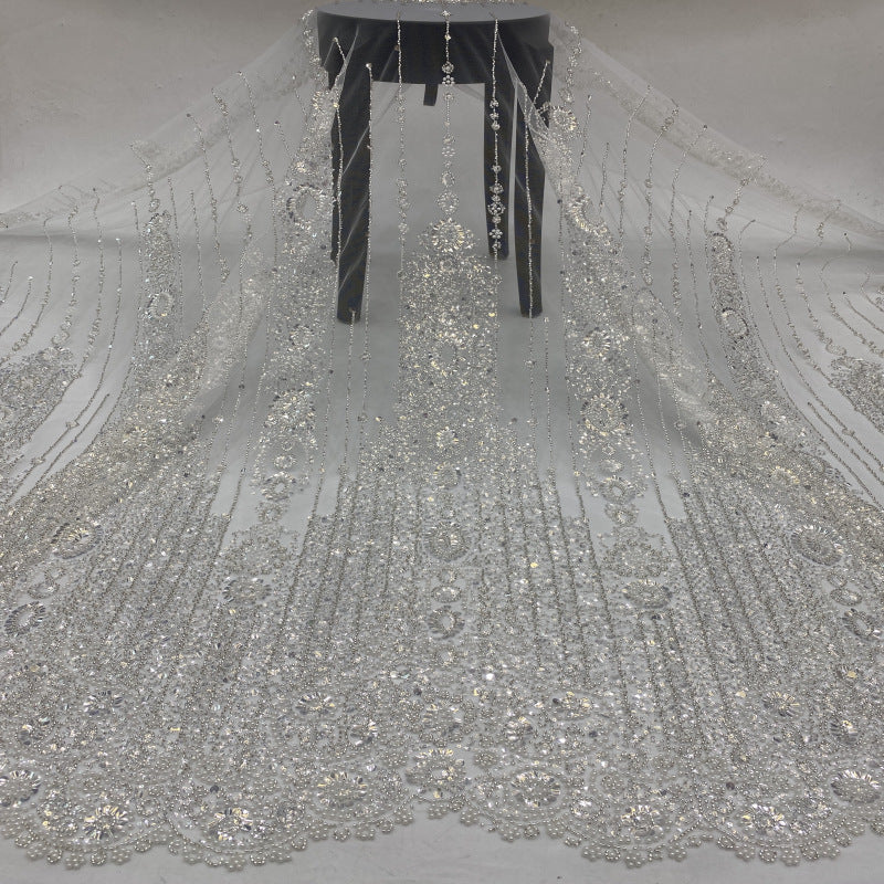 Crystal-Look Sequin & Bubble-Bead Embroidered Bridal Fabric – Design 81727
