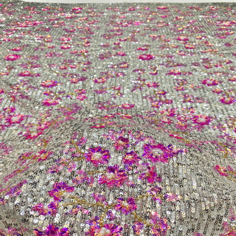 Stretch Mesh Bead & 3/7mm Sequin Fabric — fabric photo 4