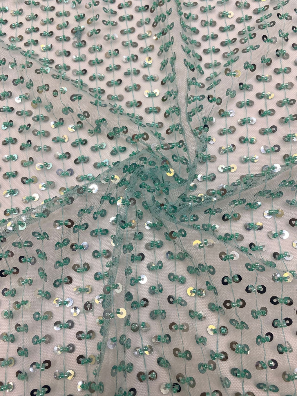Figure-Eight Bead & 5mm Sequin Embroidery Fabric — fabric photo 2