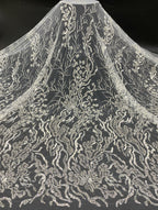 Silver Thread Foam Bead & Sequin Embroidery Fabric