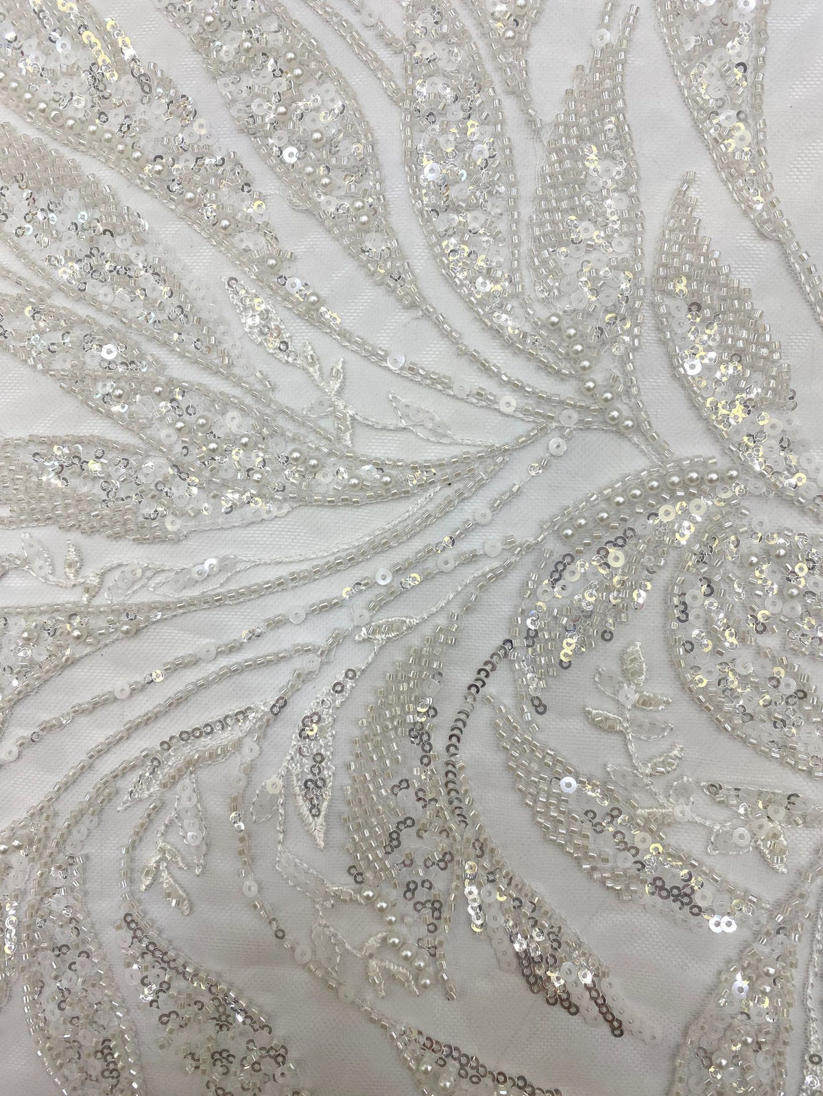 Foam Bead & 3/4mm Sequin Bridal Fabric — fabric photo 5