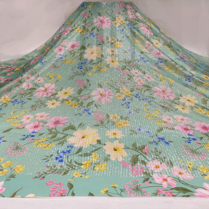 Printed Floral 3mm Sequin Stretch Mesh Fabric — fabric photo 2