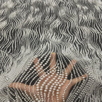 Bead and Foam Bead Embroidered Mesh Fabric