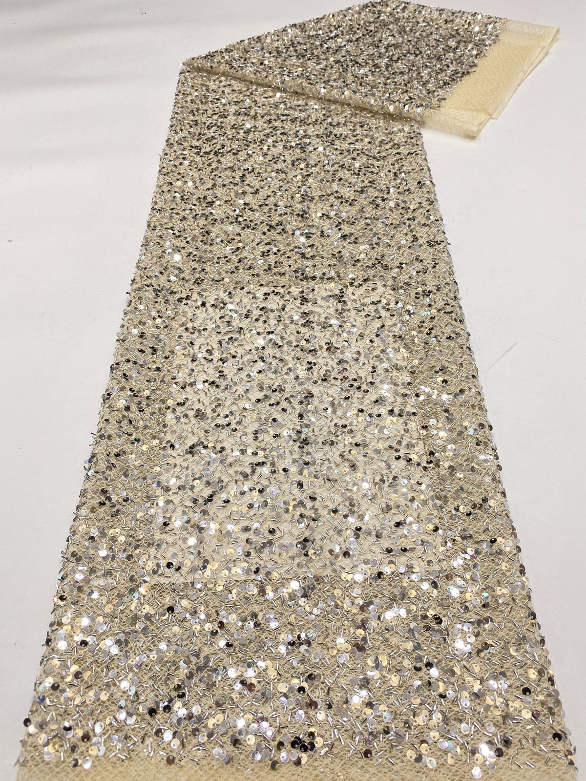 Textured Rope Shell Sequin Embroidered Fabric — fabric photo 6