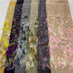 Feather Bead & Sequin Embroidered Bridal Fabric — fabric photo 2