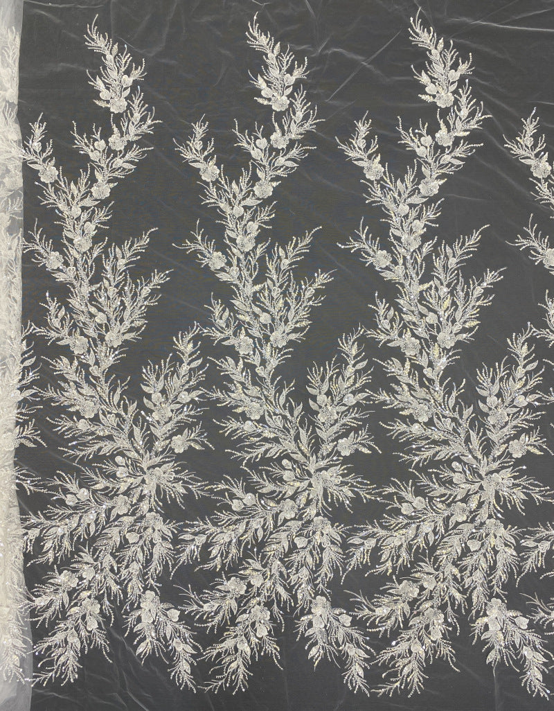 3D Oversized Floral Bead Sequin Gown Fabric — fabric photo 6